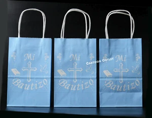 BAPTISM CANDY BAGS RECUERDOS DE BAUTIZO BOLSAS AZUL NINO LOOT BAGS GOODIES BLUE - Picture 1 of 6