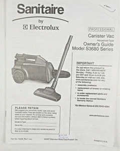 Sanitaire Modelo s3680 Manual de Instrucciones al Vacío Original Inglés, Francés Español - Imagen 1 de 5
