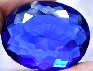 Lab Created 83.60 Ct Violet Blue Tanzanite GGL Certified Sparkling Oval Cut Gem - Picture 1 of 8