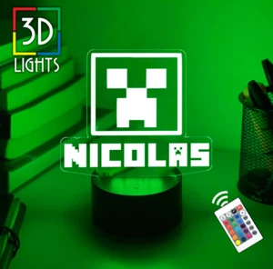 Luz nocturna personalizada Minecrafter 3D | Regalo personalizado | Lámpara de escritorio personalizada - Imagen 1 de 8