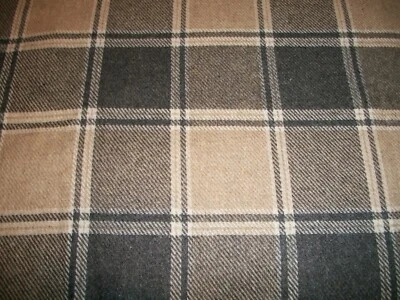 GRAY PLAID WOOL BLEND FABRIC   2 PIECES 65" X 60" - Image 1 of 2