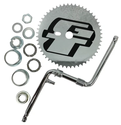 GT BMX Bicycle 1 piece Crank Set 52T Teeth GT Power Silver Chrome - Image 1 of 4