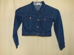 Chaqueta de jean azul de mezclilla recortada 1616 Holdings Co. para mujer talla M - Imagen 1 de 4