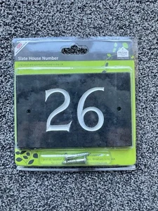 Deep Engraved Natural Slate House Door Gate Sign Plaque Number 26 **BRAND NEW** - Picture 1 of 2