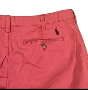 POLO RALPH LAUREN MENS FLAT FRONT FADED RED/PINK CASUAL COTTON SHORTS SIZE 34 - Picture 1 of 4