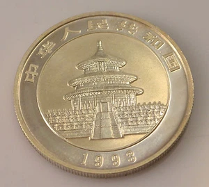 China, 5 yuanes, 1993, panda, 1/2 onza plata fina  - Imagen 1 de 2