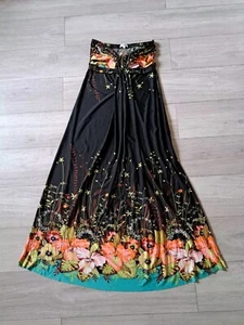 Stella Black Floral Print Stretch Strapless Maxi Dress Holiday Party UK8/10 - Picture 1 of 24