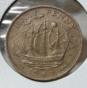 1965 Great Britain Half Penny UK 1/2 - Picture 1 of 2
