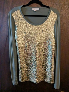 Michael Kors Medium Gold Sequin Top - Picture 1 of 6