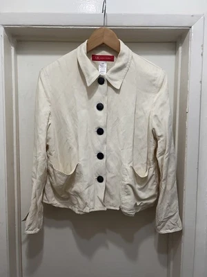 VTG  Y2K Anne Klein Womens Silk Linen Blazer Jacket Ivory Size 12P 12 Petite EUC - Image 1 of 4