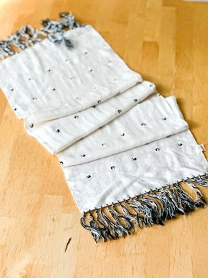 Vintage silk crepe scarf- vintage silk- silk ascot- vintage black and white silk - Image 1 of 4