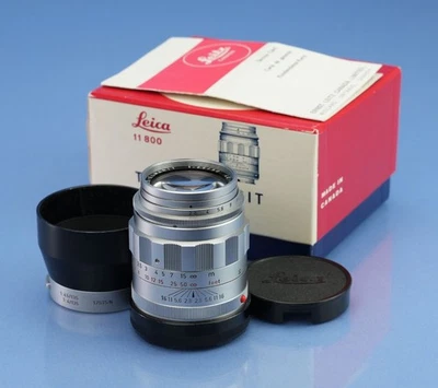LEICA LEITZ 90MM TELE-ELMARIT F2.8 1ST V CHROME 11800 M LENS +BOX +IUFOO SHADE - Image 1 of 4