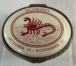 Halcyon Days Enamels- Oval Scorpio Mini Trinket Box - Picture 1 of 5