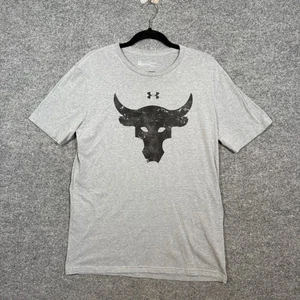 Under Armour Shirt Mens Medium Gray Project Rock Logo Short Sleeve Athleisure - Afbeelding 1 van 12