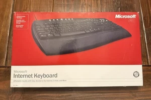 NEW Vtg Microsoft Internet Keyboard PC PS/2 Black c19-00427 SEALED 2004 - Picture 1 of 5