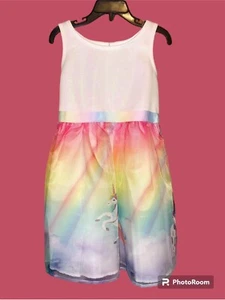 Sweet Heart Rose Dress Girls size 6 White/Multi Formal Sparkly Party Unicorn - Picture 1 of 9
