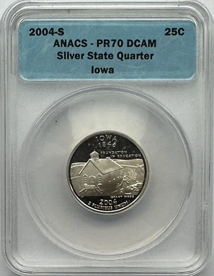 2004-S IOWA SILVER WASHINGTON QUARTER - ANACS PR70 DCAM - FREE SHIPPING! - Image 1 of 2
