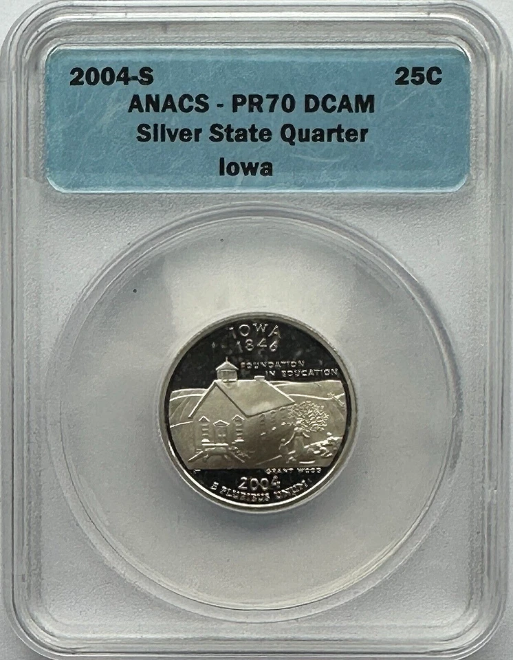 2004-S IOWA SILVER WASHINGTON QUARTER - ANACS PR70 DCAM - FREE SHIPPING! - Image 1 of 2
