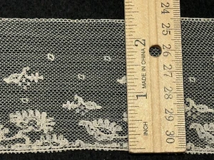 Antique Bobbin Netted Lace Wide Delicate Intricate Floral Vines 2.05' W x 1yd - Picture 1 of 10
