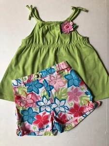 Vintage Gymboree Mädchen kurzes Set Größe 18-24 Monate ~ Blumenmuster - Bild 1 von 3