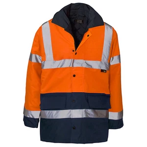 Two Tone Parka High Viz Jacket 3/4 length Work Waterproof Padded Coat - Picture 1 of 6