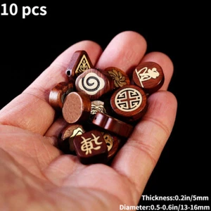 Copper Inlay Wood Beads Charms Pendants Carved Chinese Traditional Diy Craft - Picture 1 of 17