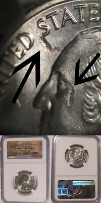 2020 S Marsh Billings Rockefeller  Quarter 25c NGC MS 66 Obv Struck Thru Error - Image 1 of 4