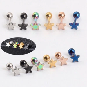 272H Cartilage Star Small Stud Star Titanium earrings stud Ear Tragus - Picture 1 of 13