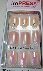 IMPRESS NAILS PRESS ON SHORT - Frosty Pink - - Picture 1 of 4