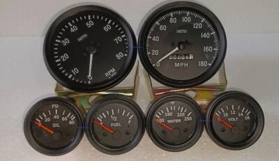 Smiths Kit- Elec Temp + Oil + Fuel + Volt +Speedo +Tacho 100 mm Black Bezel - Image 1 of 3