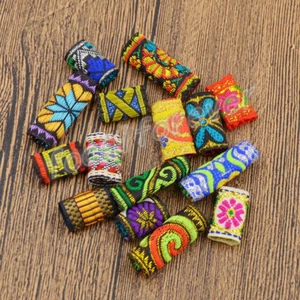 15 Stck./Set Stickerei Stoff Haar Zopf Angst Dreadlock Perlen Clips Manschette Kopfbedeckung - Bild 1 von 5