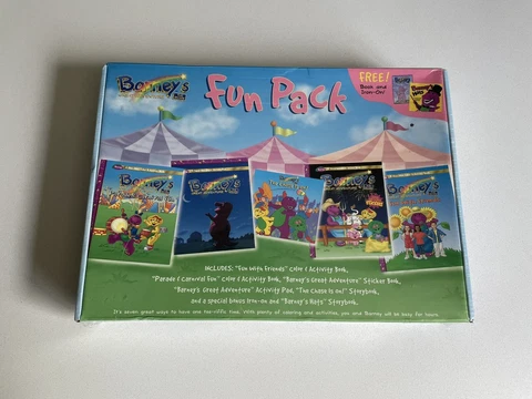 Vintage 1997 Barney's Great Adventure Fun Pack Activity and Coloring Books NEW Cover