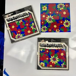 Vintage MCM Hoyne Retro Wandspiegel Quadrate Mode Drucke Flower Power Menge 12 - Bild 1 von 12
