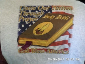 NEW Religious T-Shirts: "Unite Our Nation Through Prayer" (Ash Gray) Small - Picture 1 of 1