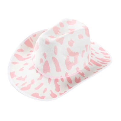 LADIES PINK COW PRINT COWGIRL COWBOY HAT WESTERN HEN PARTY FANCY DRESS LOT - Image 1 of 4