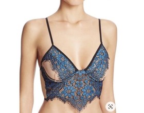 For Love & Lemons *Skivvies* Kate UW Long Line Teal Blue Bralette Medium NWOT