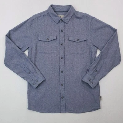 Royal Robbins Shirt Mens Medium Blue Knit Flannel Button Up Outdoor Hiking - Image 1 of 4