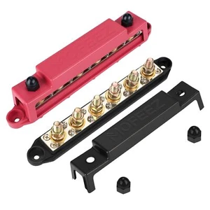 Power Distribution Block Bus Bar 6 x 3/8" Posts 10 x #8 Screws Terminals Max ... - Picture 1 of 6