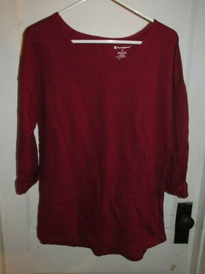 909J3 Champion C26455 Women's 3/4 Cuffed Sleeve Shirt Medium Burgandy - Image 1 of 2