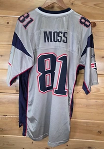 New England Patriots Football Jersey Men XL #81 Randy Moss Reebok Silver - Picture 1 of 11