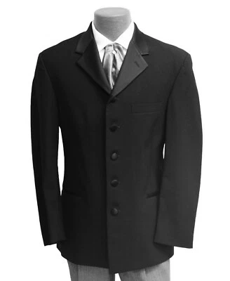 Jaqueta smoking masculina Claiborne preta 5 botões frontal lã de alta qualidade tamanho 52L - Imagem 1 de 4