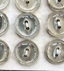 Vintage Buttons - 24 Silver Foil Back 2-hole Glass 1/2" Buttons -  Made in Czech