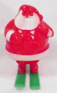 Santa Claus On Skis Candy Container Hard Plastic Christmas Decoration 1950s #1 - Picture 1 of 7