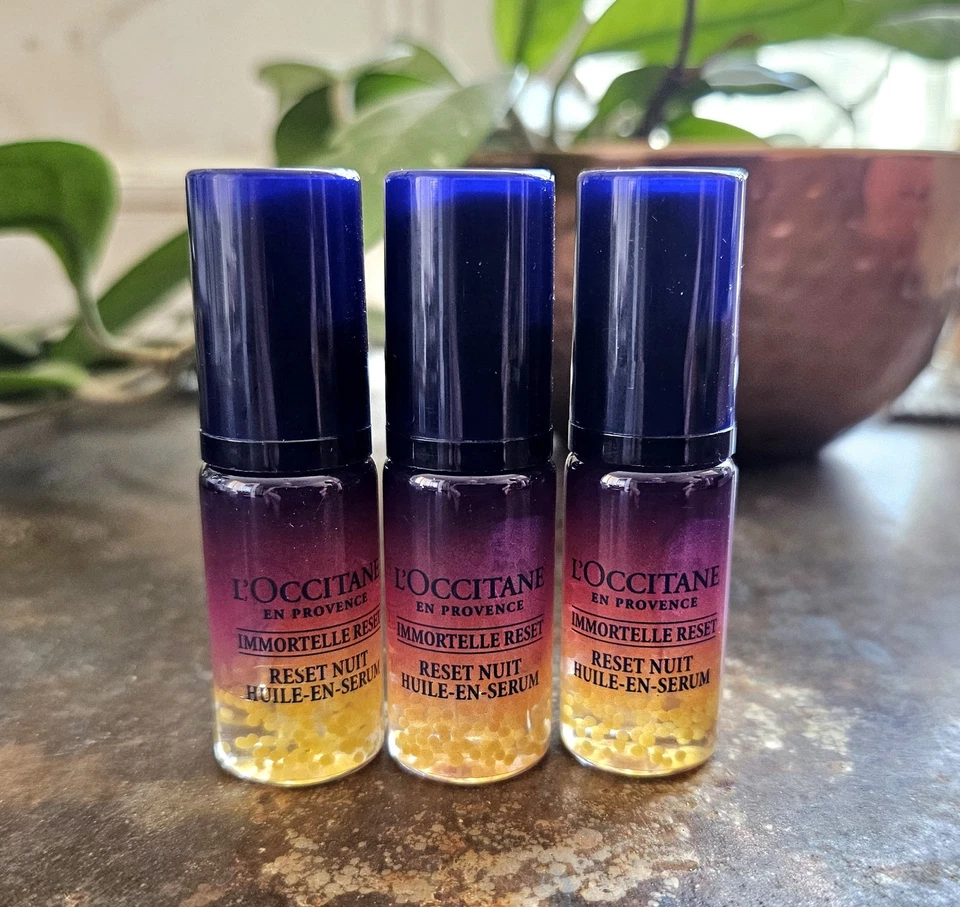 (3) L'Occitane En Provence Immortelle Overnight Reset Oil en suero 4 ml ea. Foto 1 de 1