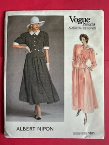 UNCUT Albert Nipon Vogue 1861 Top Bluse Rock 8 Vintage Schnittmuster - Bild 1 von 2