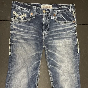 Pantalones de mezclilla Big Star para hombre 34R azul lavado oscuro desgastado corte bota pionero 34x30 - Imagen 1 de 9