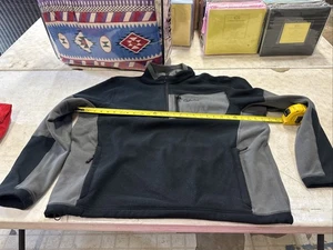 Maglione Cabelas uomo XL nero/grigio 1/4 zip pullover outdoor casual pile - Foto 1 di 8