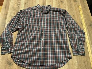 Van Heusen Shirt, Men's XL, 17-17.5, Red Blue White Plaid Wrinkle Free Button Up - Picture 1 of 10