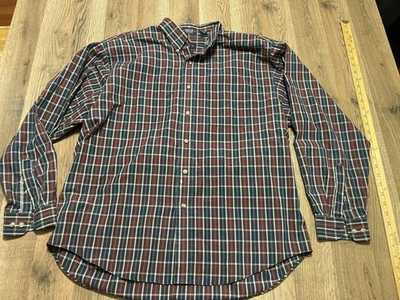 Van Heusen Shirt, Men's XL, 17-17.5, Red Blue White Plaid Wrinkle Free Button Up - Image 1 of 4