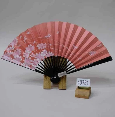 Japanese Paper Fan, Women’s, Salmon Pink, Made in Japan, Eco-Friendly - Image 1 of 3